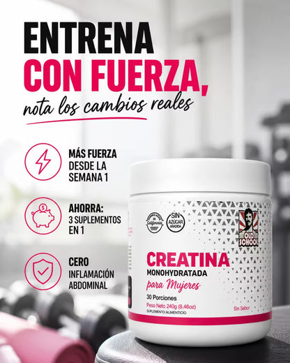 Creatina 3 en 1 para Mujer — Músculo, Piel y Energía.