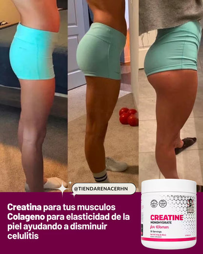 Creatina 3 en 1 para Mujer — Músculo, Piel y Energía.